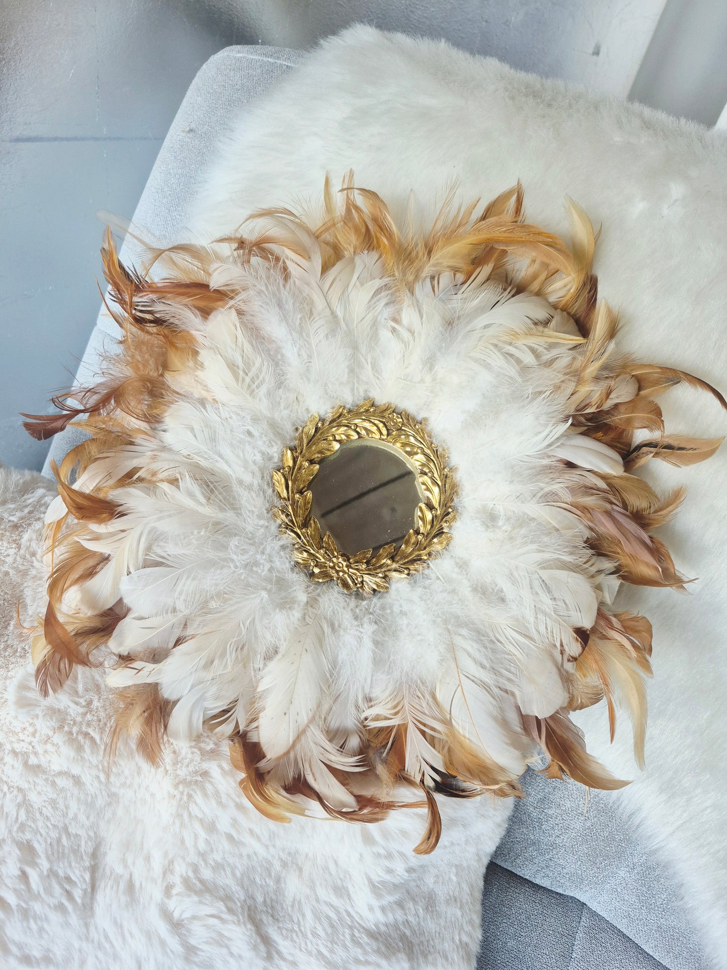 Miroir Jujuhat format Baby "Victory" beige 35cm