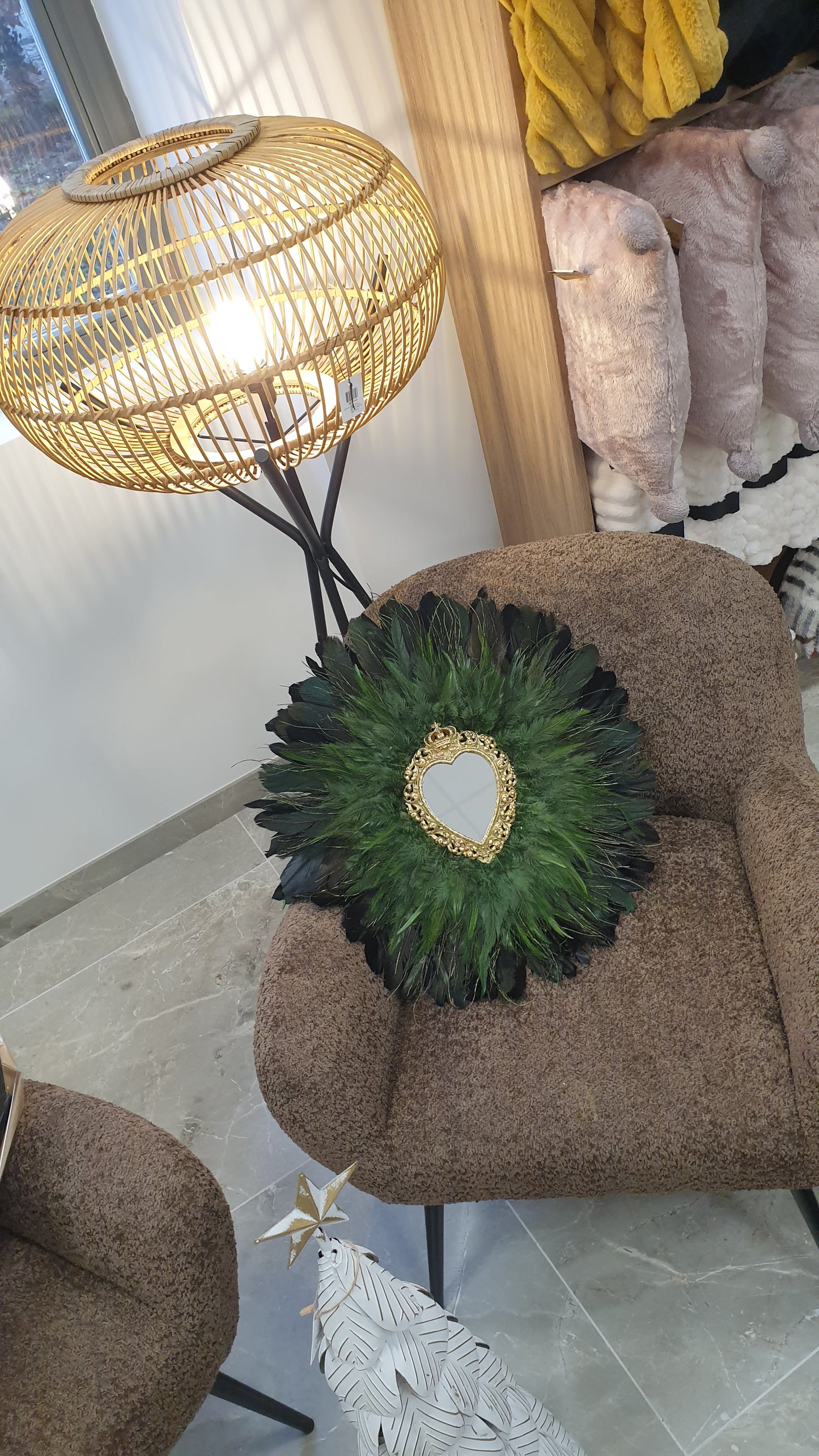 Miroir Cœur Sacré vert et doré 50cm