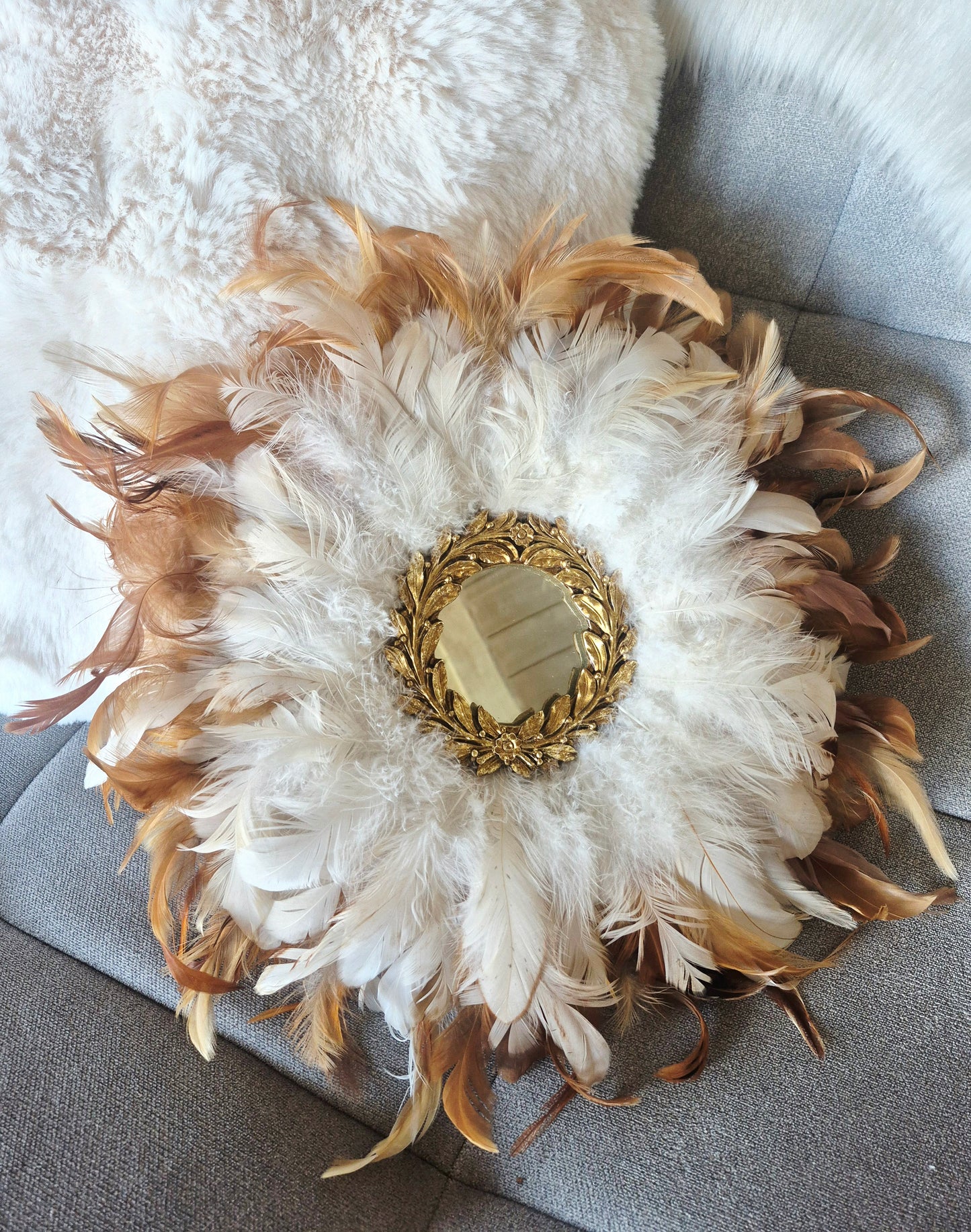 Miroir Jujuhat format Baby "Victory" beige 35cm
